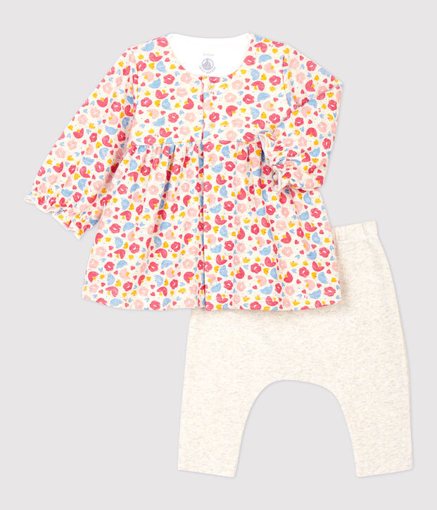 Baby Girls' Floral Wool and Organic Cotton Dress/Leggings beige/multicolor